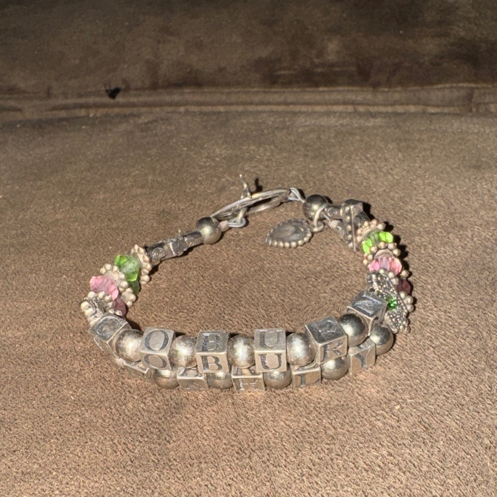 COBURN MARLY Silver and Pink Beaded Bracelet
